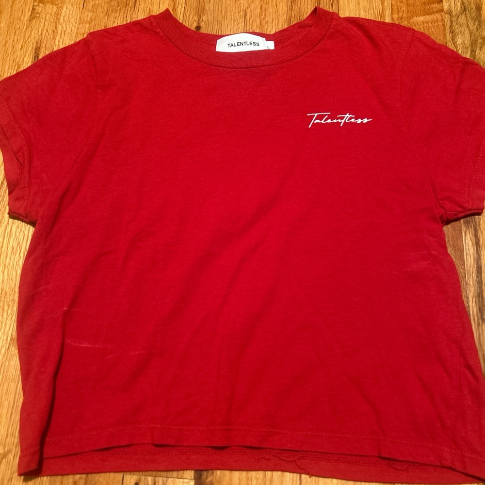 Talentless Red Short Sleeve Tee Casual Cotton Blend